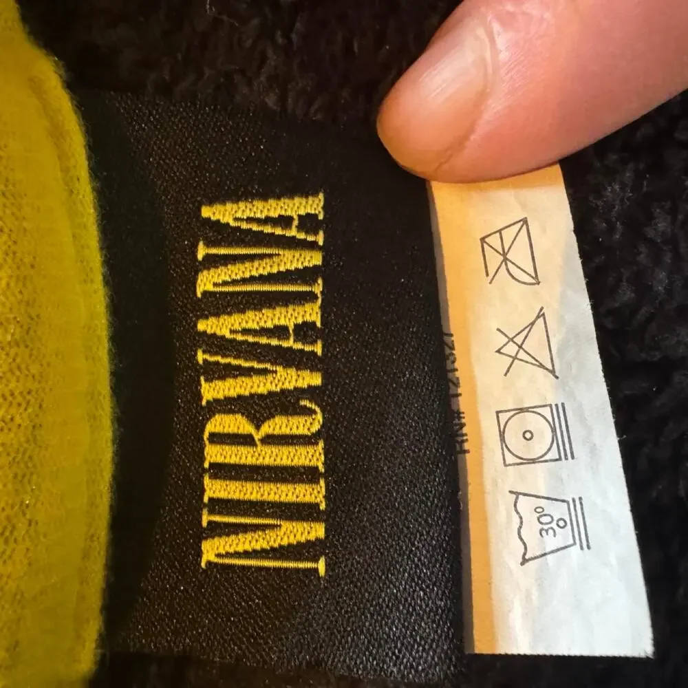 Nirvana Smiley Face Throw Blanket Black & Yellow 48” x 72”